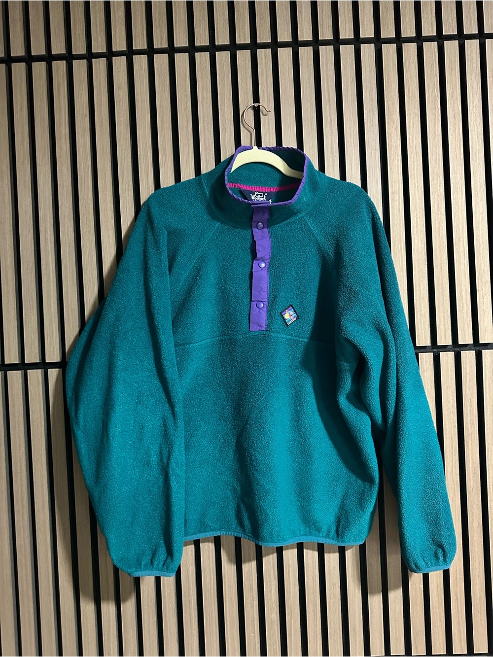 Woolrich Sigmet Gear Men's L Teal Fleece Snap Collared Pullover Sweater 90s 80s